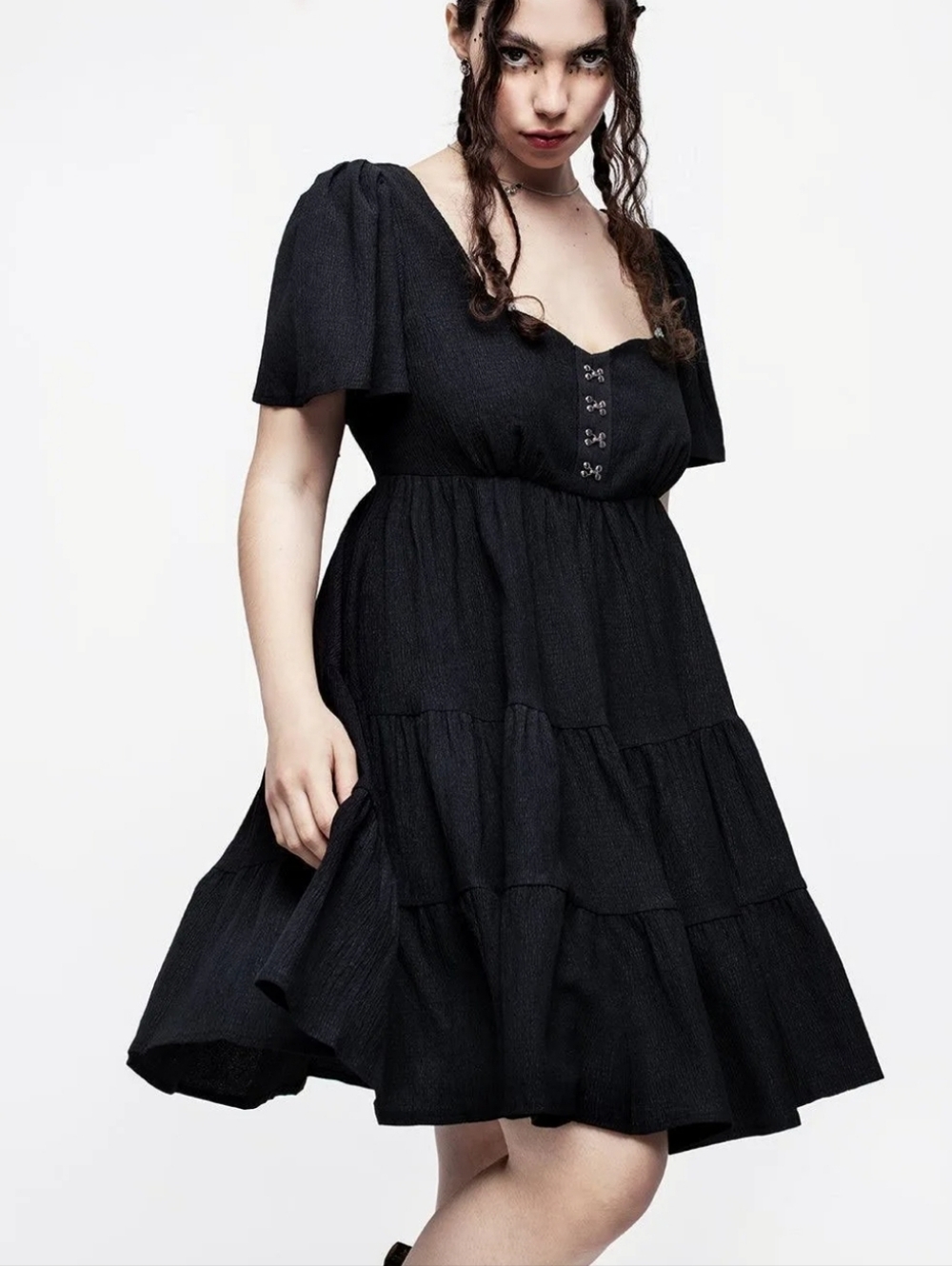Disturbia Revenge Tiered Crinkle Midi Dress